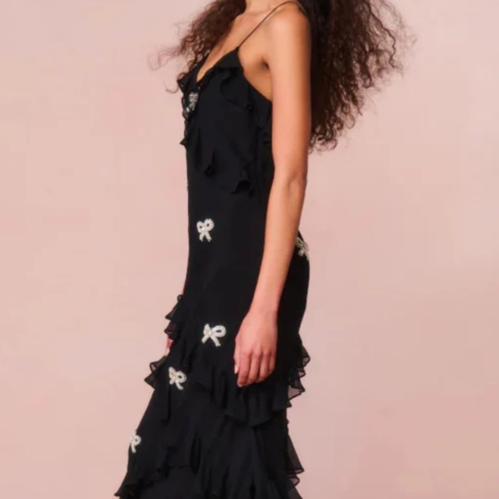 NWT - LoveShackFancy Silk Rialto Maxi Dress with rhinestone Size:6 - Picture 8 of 8